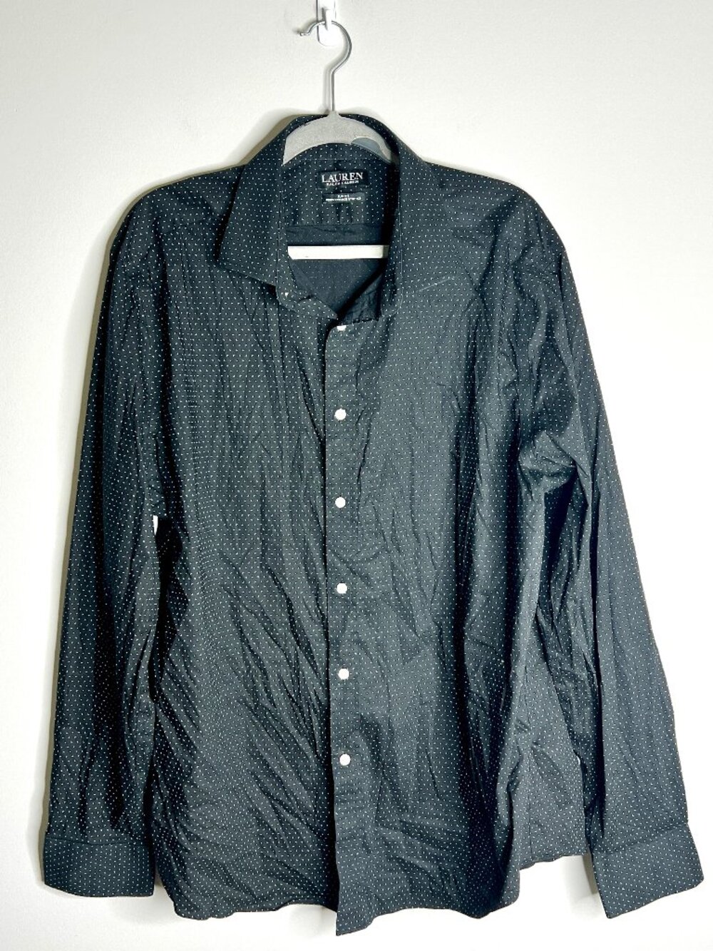 Lauren Ralph Lauren Men's Micro Polka Dot Slim Fit Performance Stretch Shirt 2XL